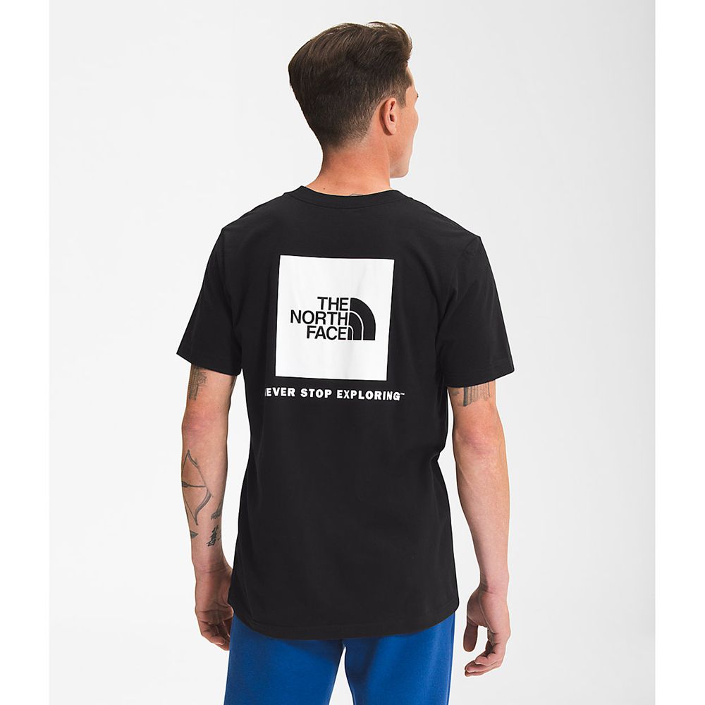 The North Face T-Shirts Mens Australia - The North Face Short Sleeve Box Nse Black / White Never Sto